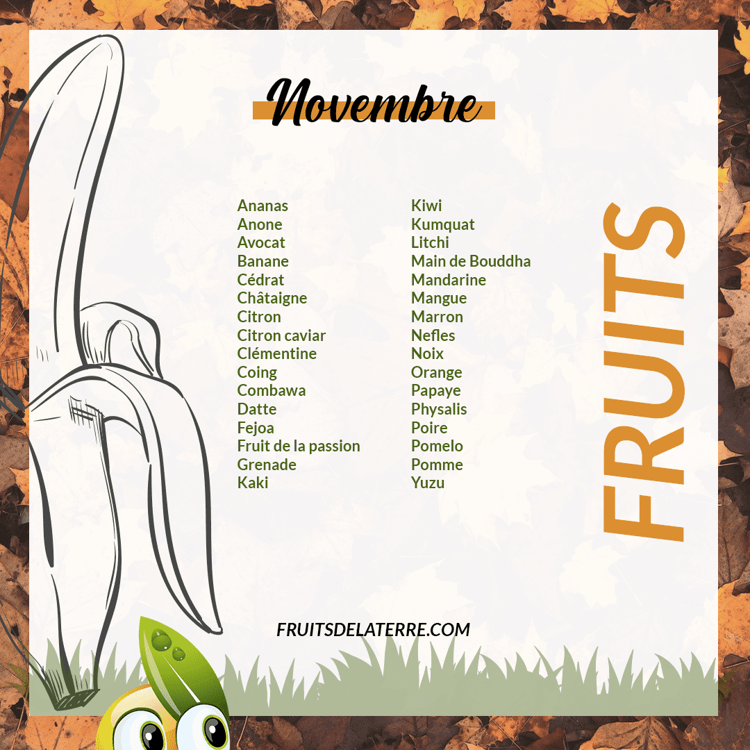 calendrier de saison des fruits de novembre